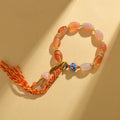 Jade agate Tibetan bracelet with vintage ethnic floral geometric design manual craftsmanship