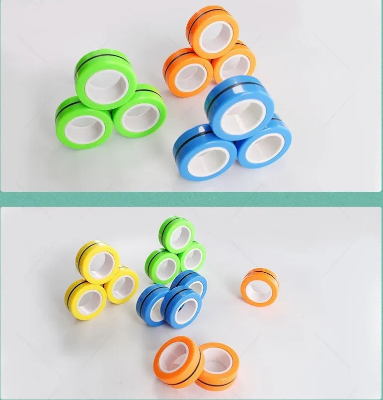 Magnetic finger rotating fidget ring in selected colour, showing external diameter of 3.2cm