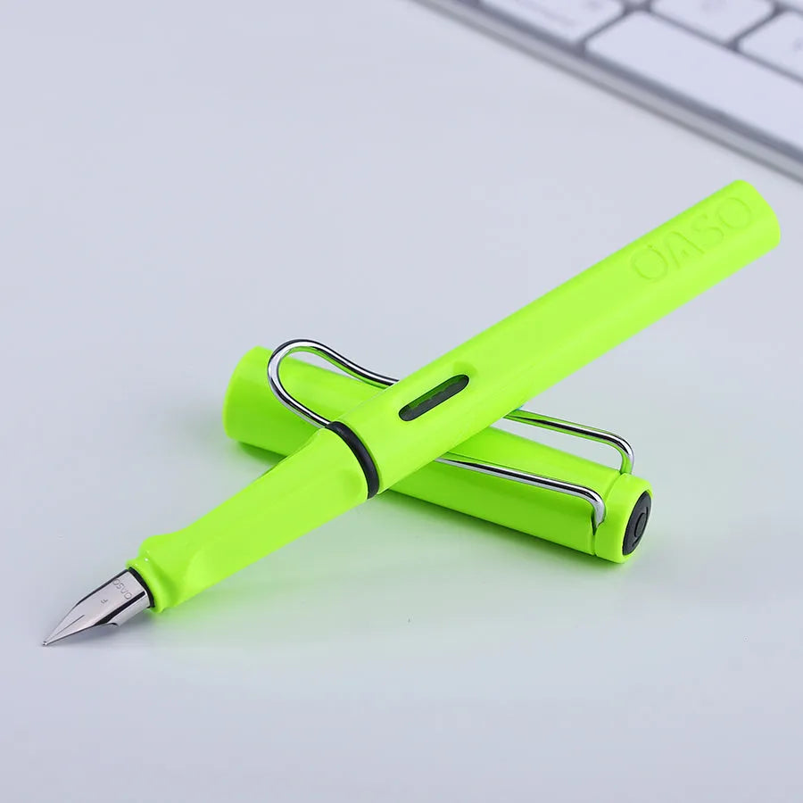 Plastic ink sac pen with steel nib in choice of six colours and F or EF tip options