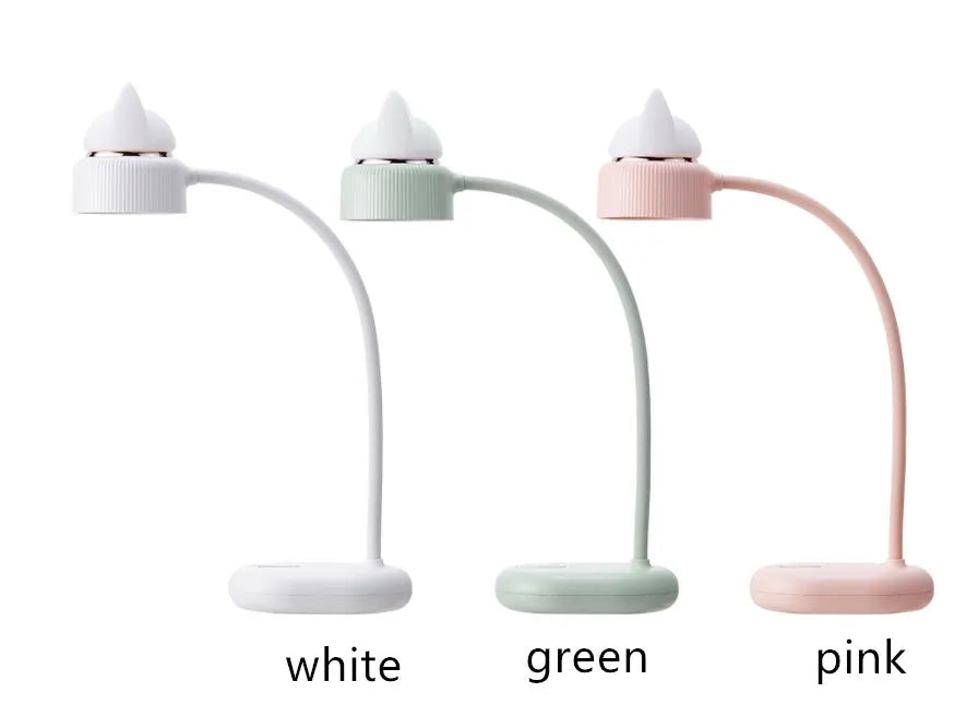 Clip-on LED desk lamp in green colour with touch control and USB port