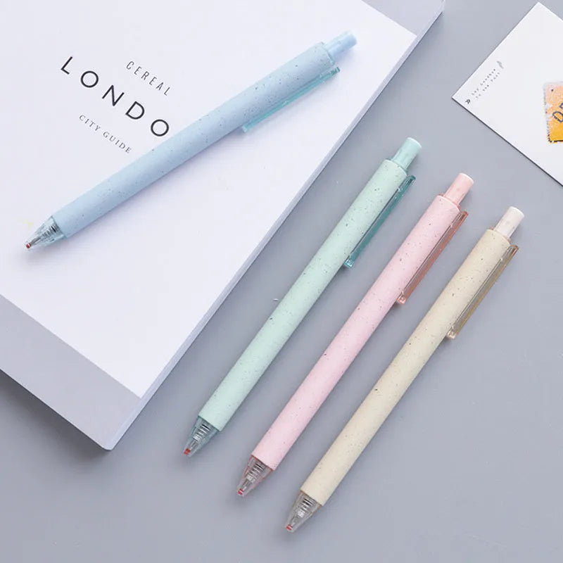 Set of 12 student gel pens with 0.5mm quick-drying refills in four colours with push-button design