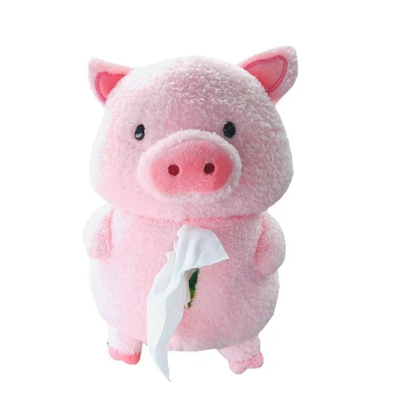 Soft plush lamb car tissue box cover on a car dashboard