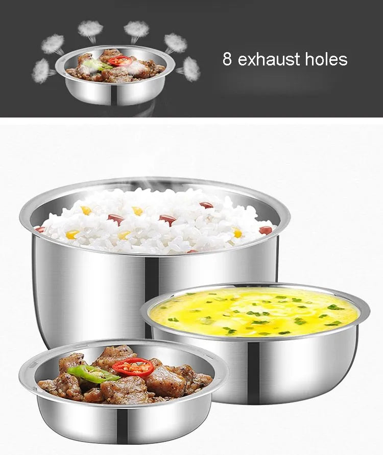 Electric lunch box with USB power port showing two-layer design measuring 190mm