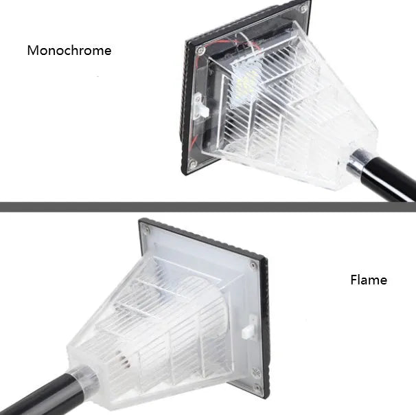 Solar garden light with 12 LED 80 lumens, IP65 ABS body, six colour options including flame light