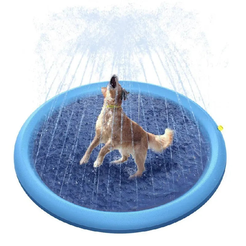 Blue non-slip splash pad 150cm PVC for kids and pet dog outdoor water play