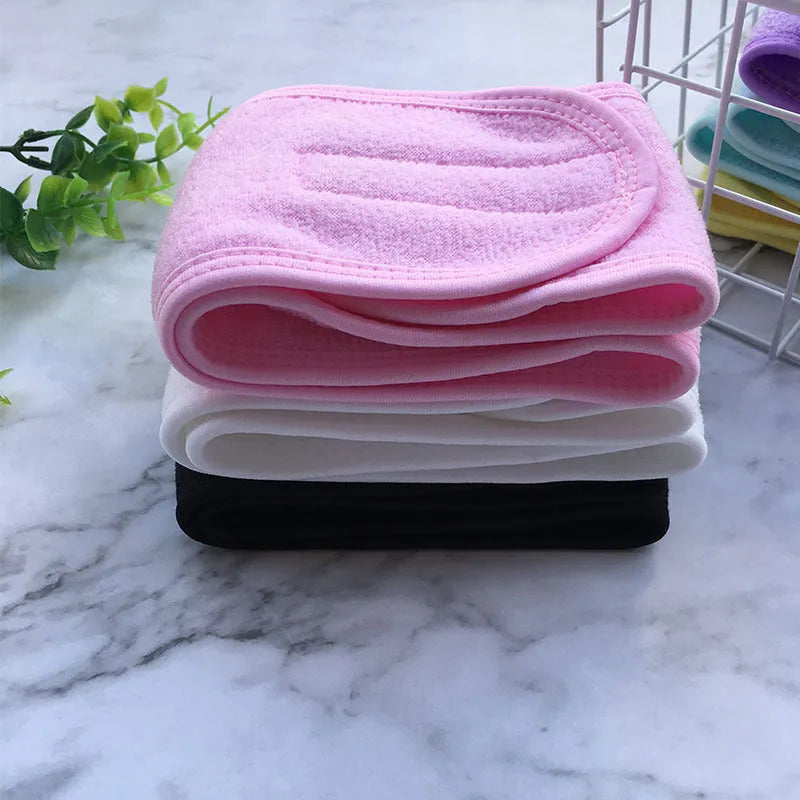 Thickened ant fabric hair band in white, polyester towel material, 60x8.5cm for face washing and yoga