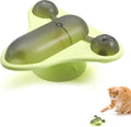 Interactive pet puzzle feeder toy with bell, catnip, and snack cabin in blue, green, or pink colours