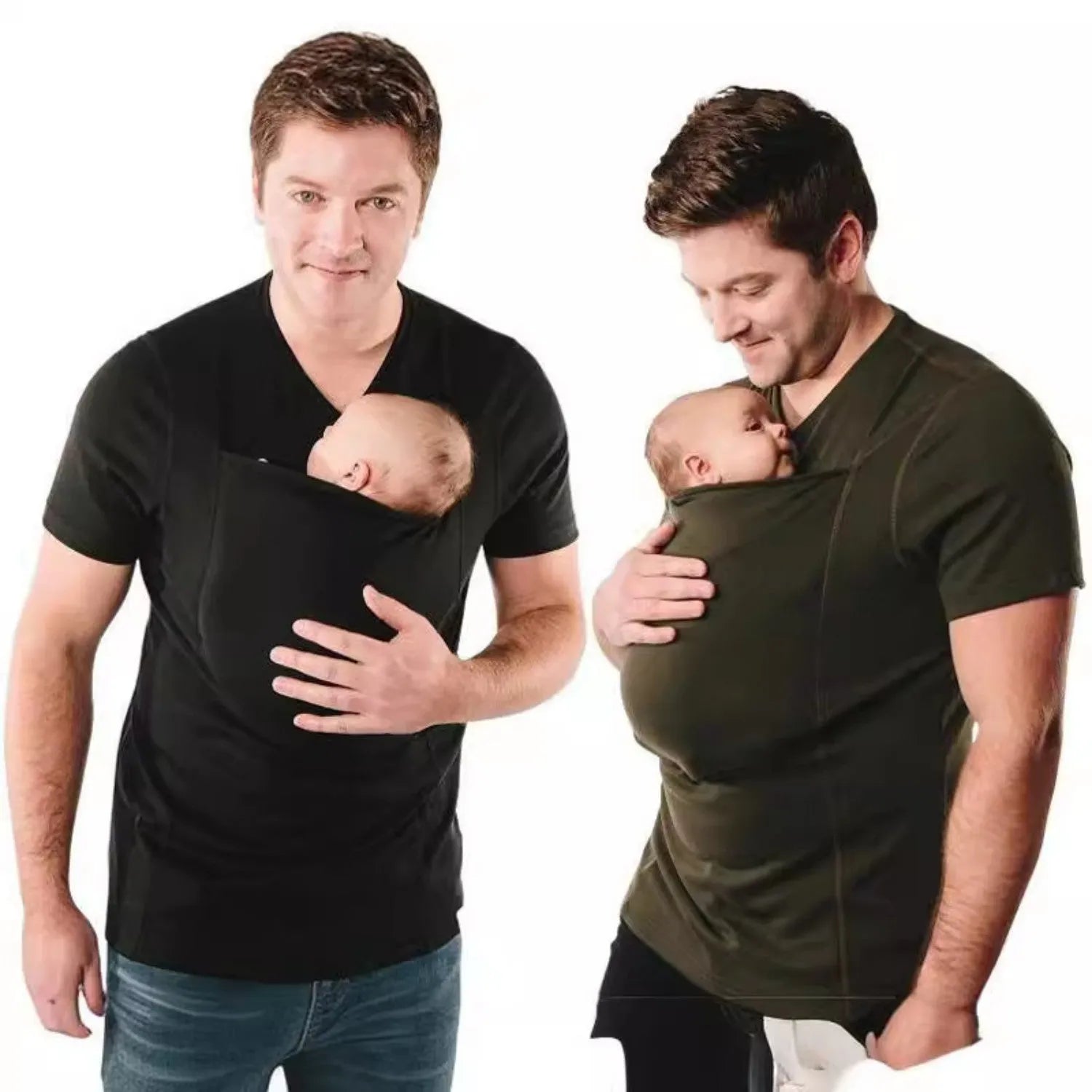 Cotton round neck casual top with short sleeves in loose fit black green grey options