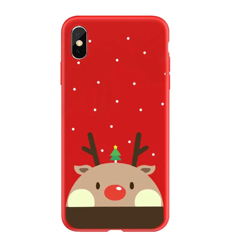Christmas-themed painted back cover phone case for iPhone models 6 through XS Max showing festive holiday design