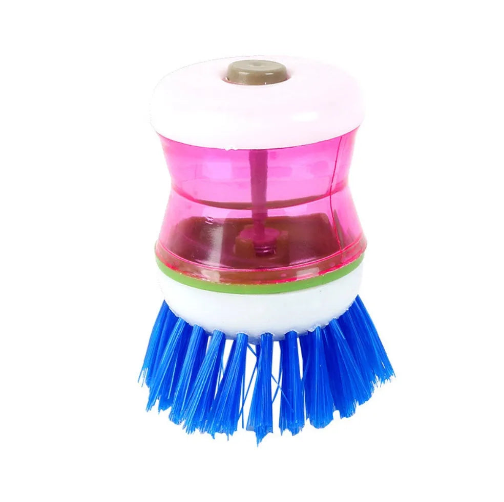 Soap dispensing palm brush with PP plastic build, 5.5cm diameter, 7cm length, random colour