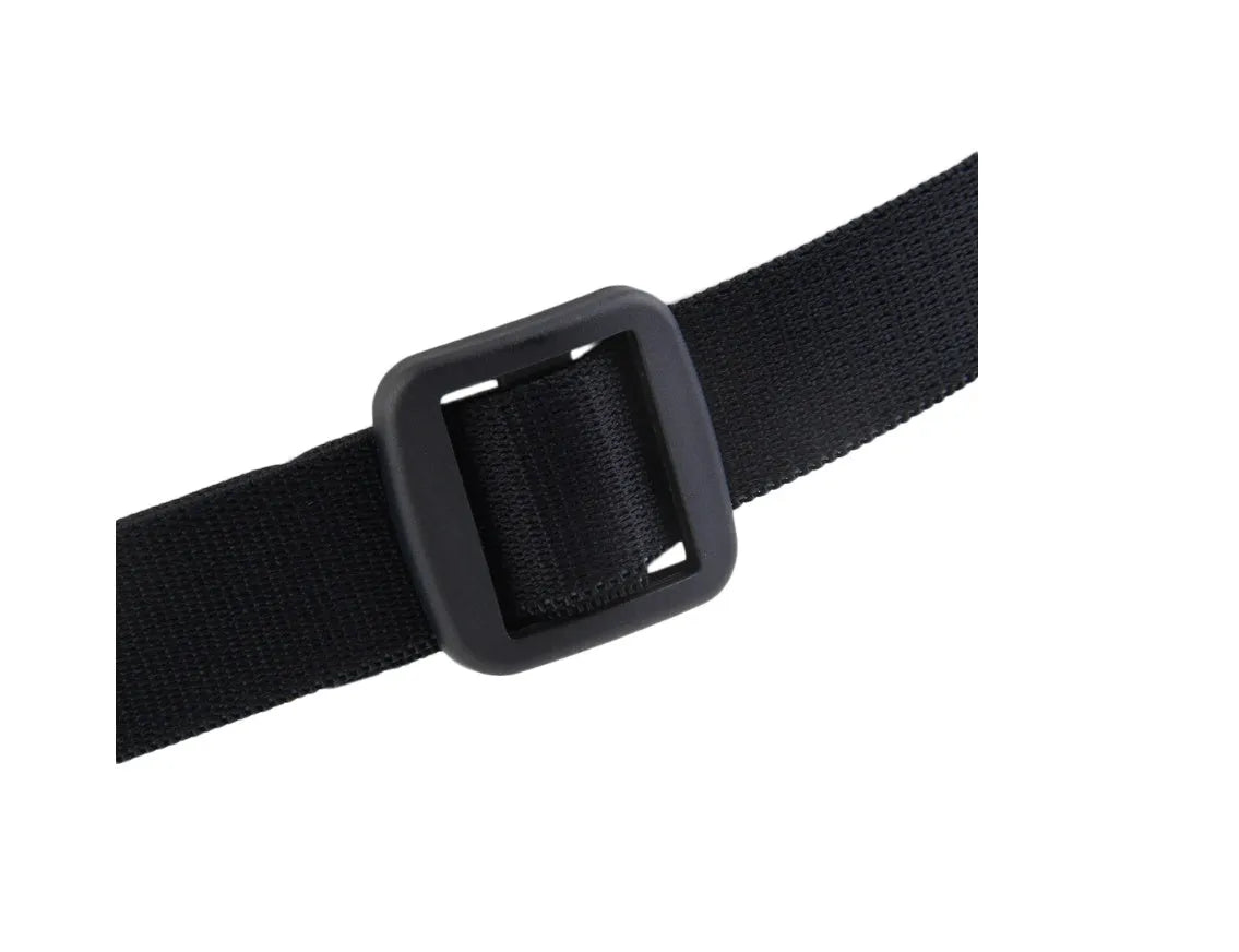 Black rubber and steel heart rate monitor watch with chest strap, 3m waterproof, round dial, backlight