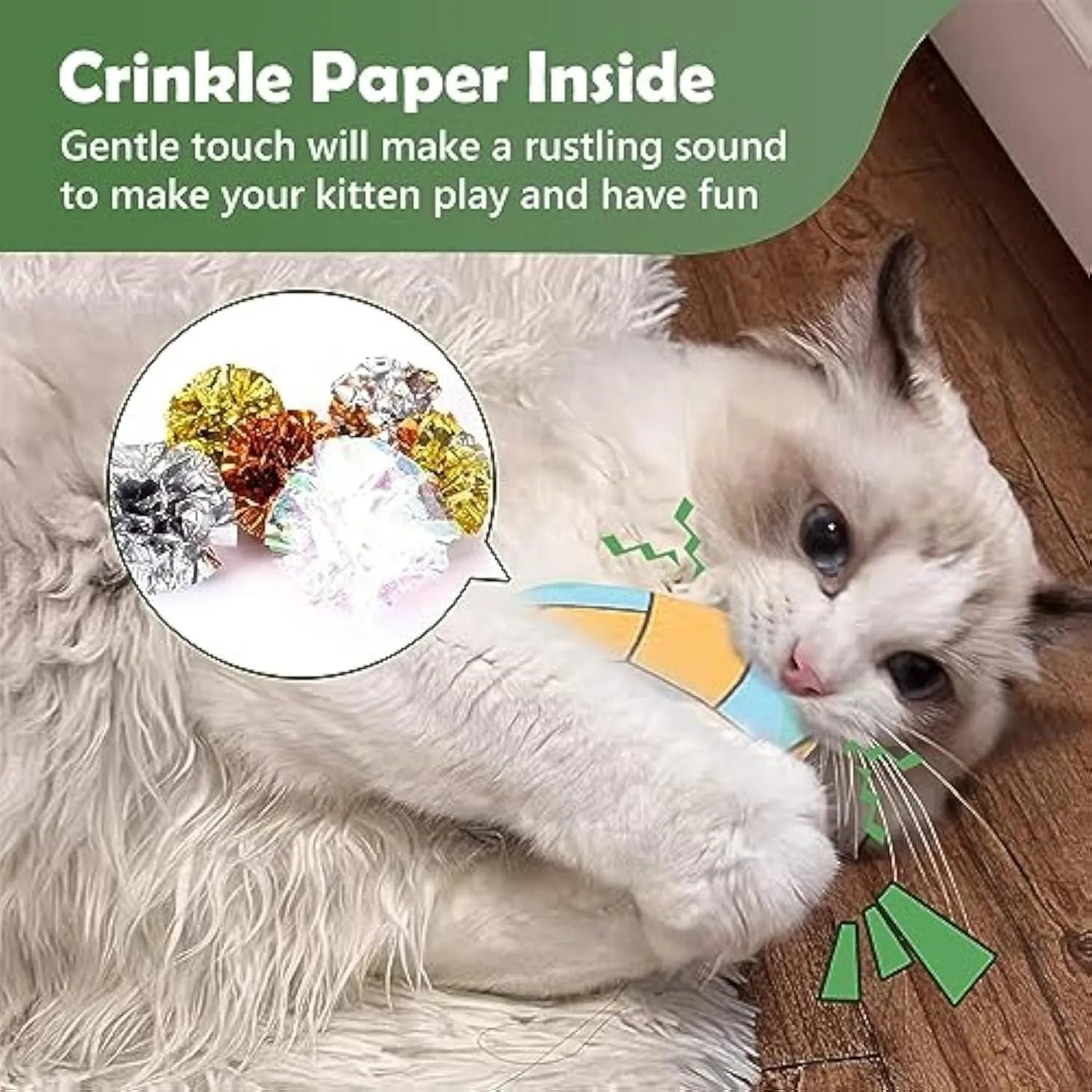 Catnip flying disc toy with sports ball pattern, plush exterior, and crinkle sounds for indoor cats