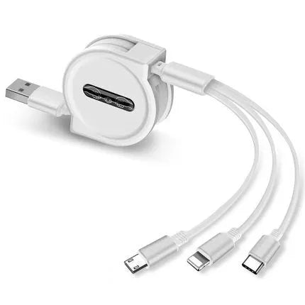 3-in-1 telescopic charging cable extended to 120cm with titanium alloy connectors