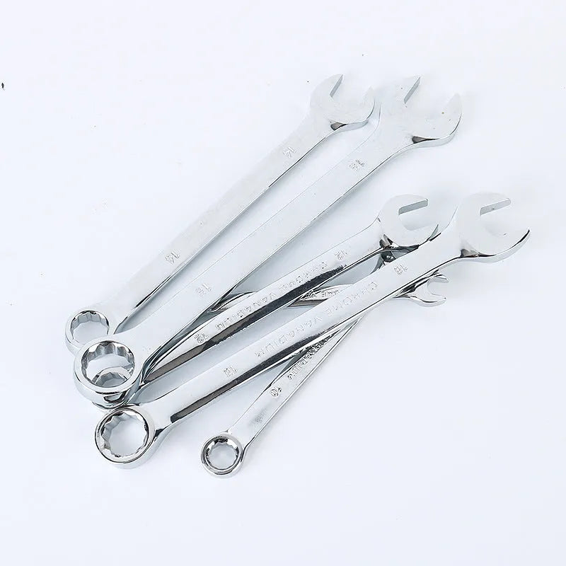 61-piece chrome vanadium steel auto repair socket and wrench set with ratchets, metric sockets, and extensions on a grey background.