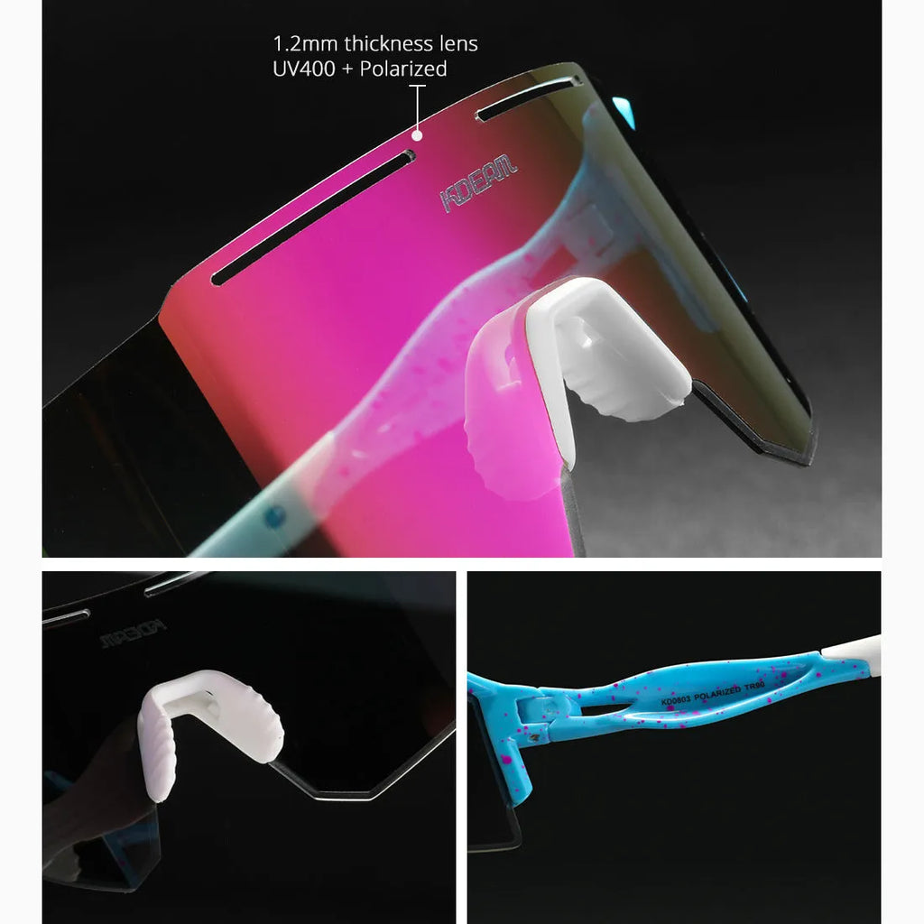 Polarized cycling sunglasses with ultralight TR90 frameless frame and colour options for sports