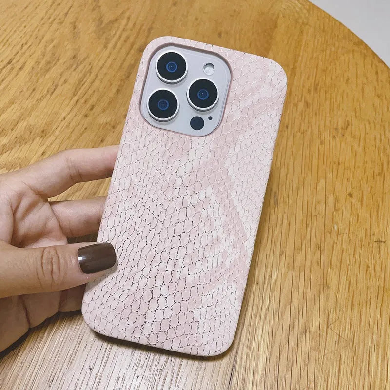 KIRIN leather grain anti-fall phone case for iPhone 14 Pro Max, rose red soft shell imitation leather