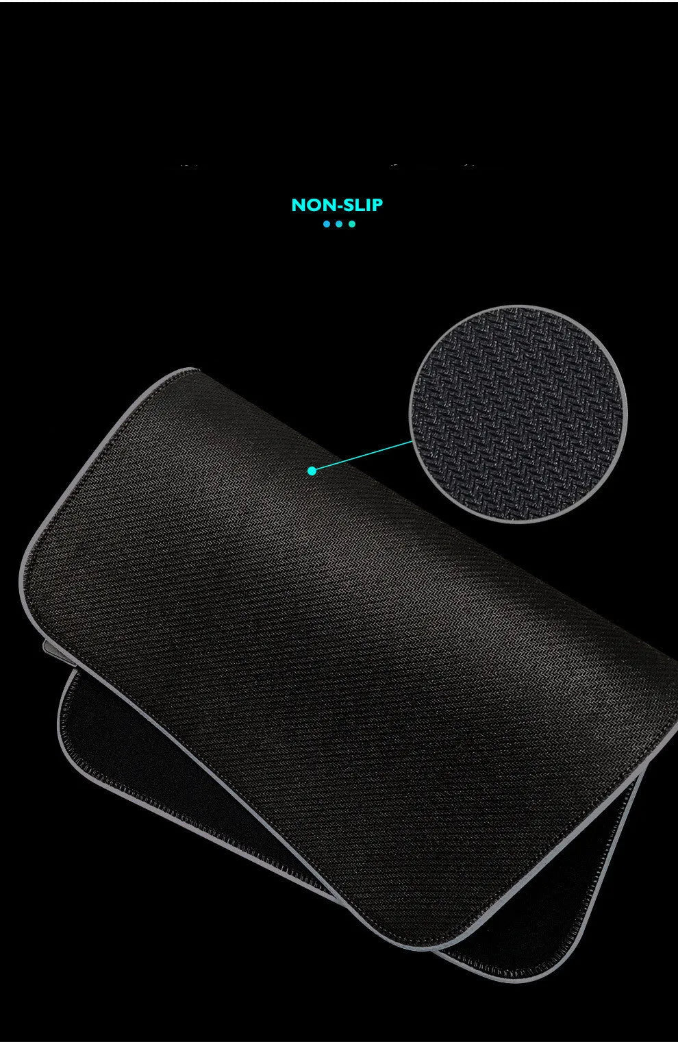 Symphony RGB light-emitting gaming mouse pad with cloth surface and rubber base, available in 300x600x4mm and 800x300x4mm sizes