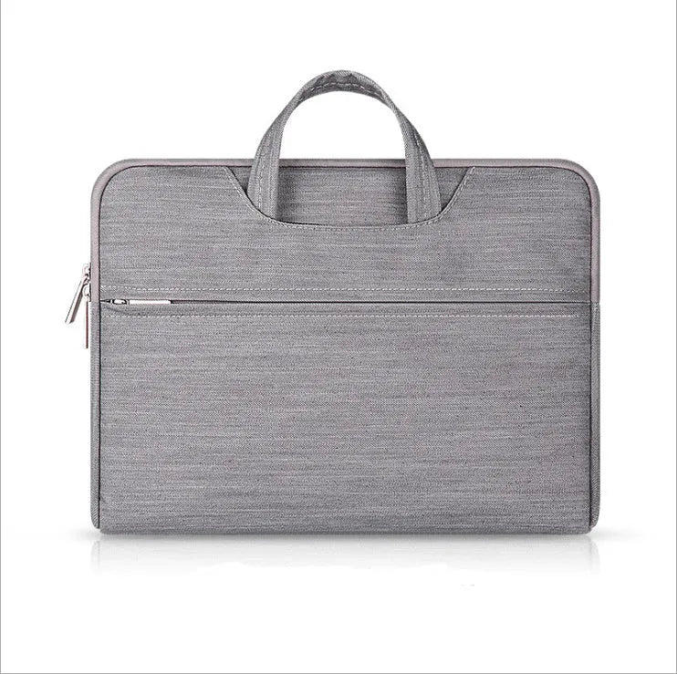 Waterproof denim laptop bag for 11.6 inch, 13.3 inch, and MacBook 12 inch, in denim blue or denim gray.