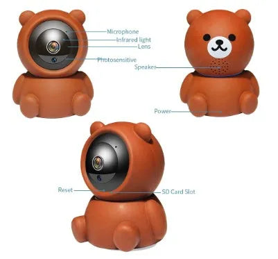 Bear 1080P WiFi security camera with auto-tracking and infrared night vision