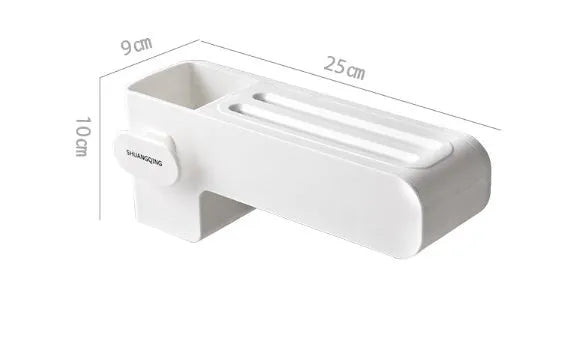 White plastic kitchen knife rack with modern simple design placed on countertop