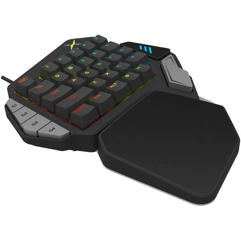 T9X Jedi Gun God one-handed mechanical keyboard in black with wired USB cable