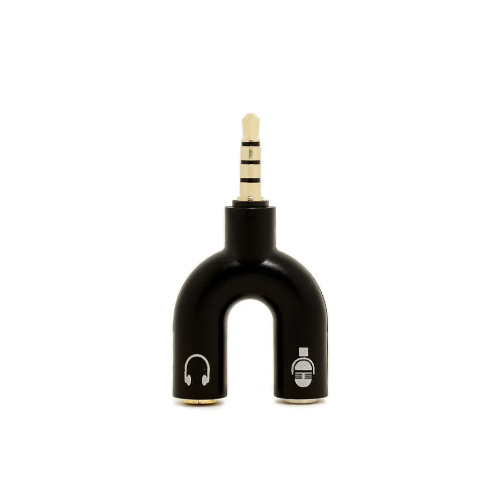 3.5mm audio splitter adapter in six colours with gold-plated connections