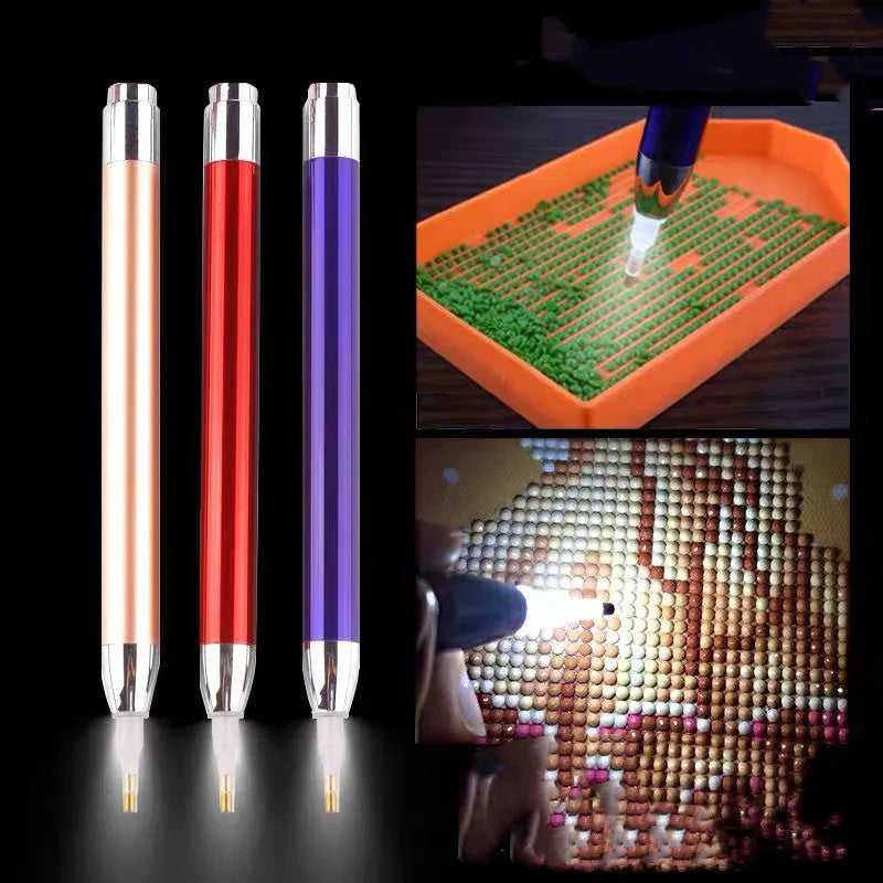 Luminous aluminium alloy diamond painting drill pen in blue