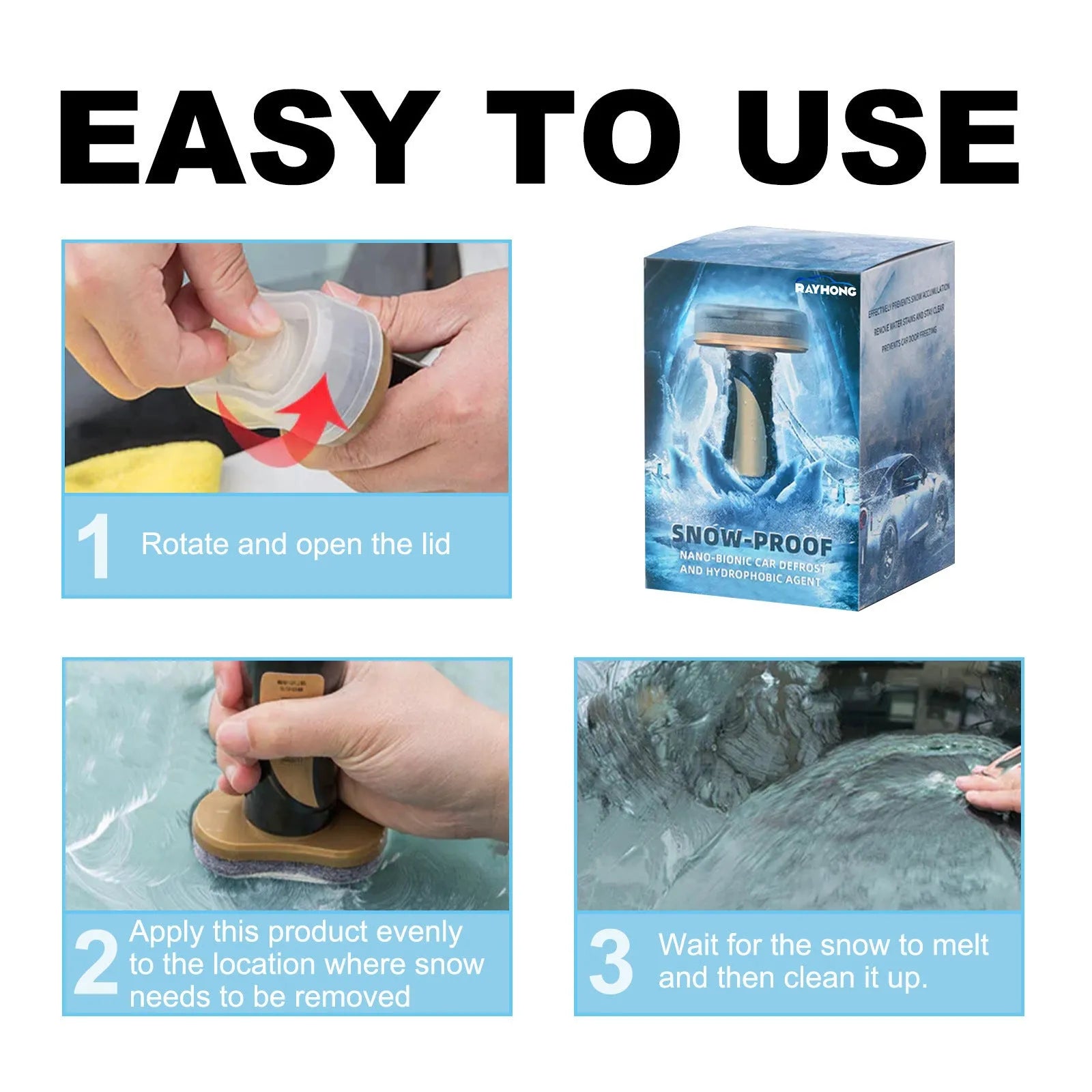 Hydrophobic nano coating car snow brush made from white PE plastic