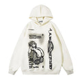 Men's fashion personality printed hoodie in cotton blend, black colour, character pattern, front view