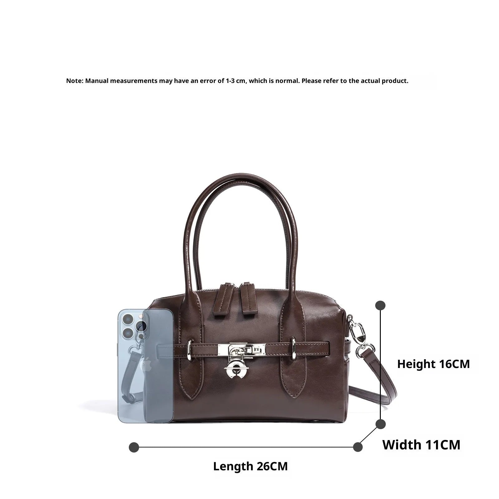 Cortical Women's Spliced Crossbody Bag in brown genuine leather with horizontal square shape