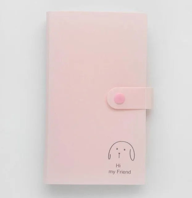 Business card holder book in PVC and PP, 190mm x 120mm, with smile logo and protective shell