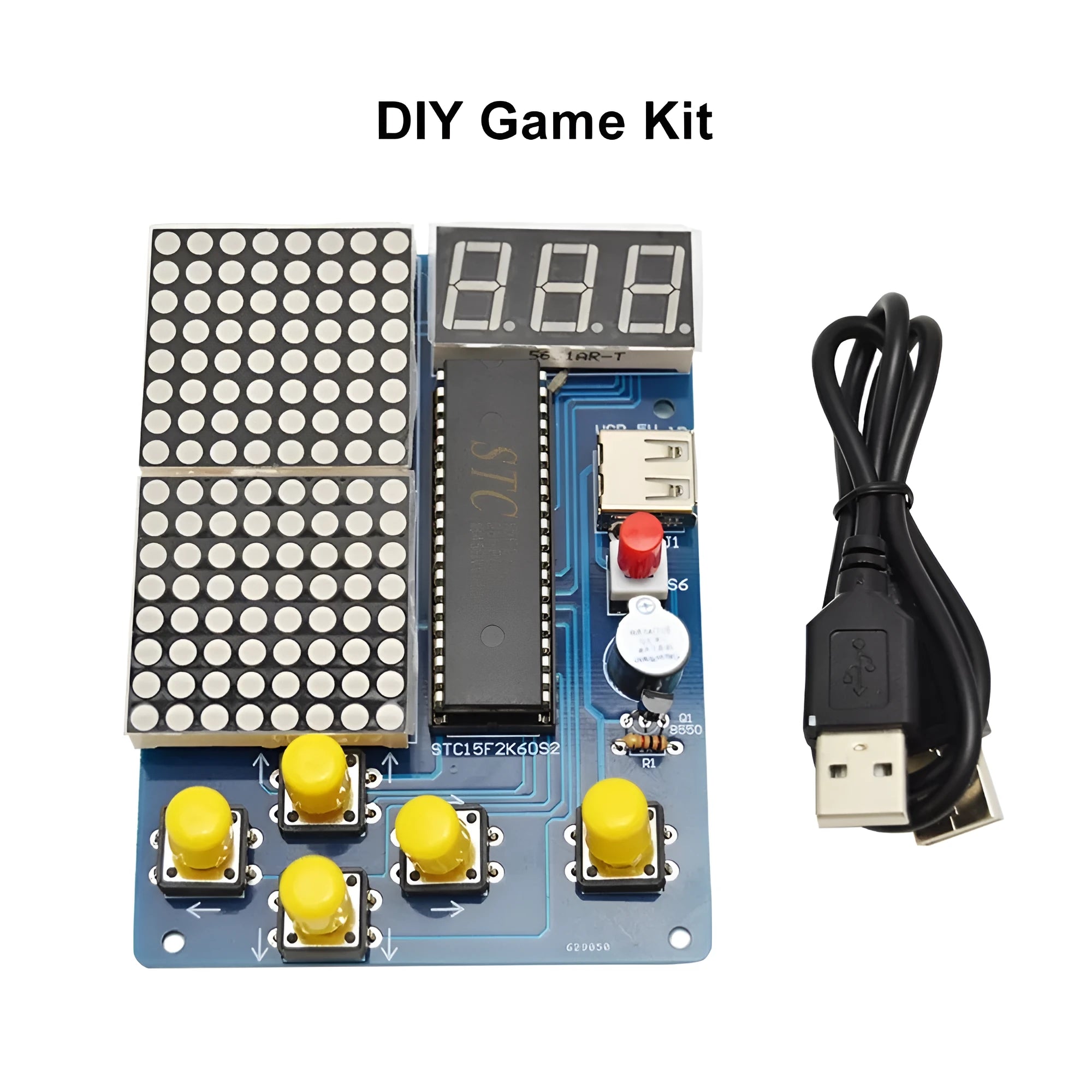 Single-chip computer game set DIY unwelded kit with shell and four games