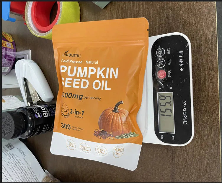 Bottle of Vitamin Diet Yellow Pumpkin Seeds soft capsules for adult daily supplement