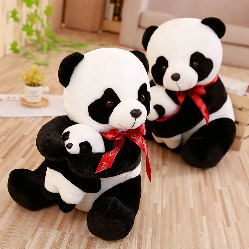 Panda doll plush toy short plush black and white 20cm height static display