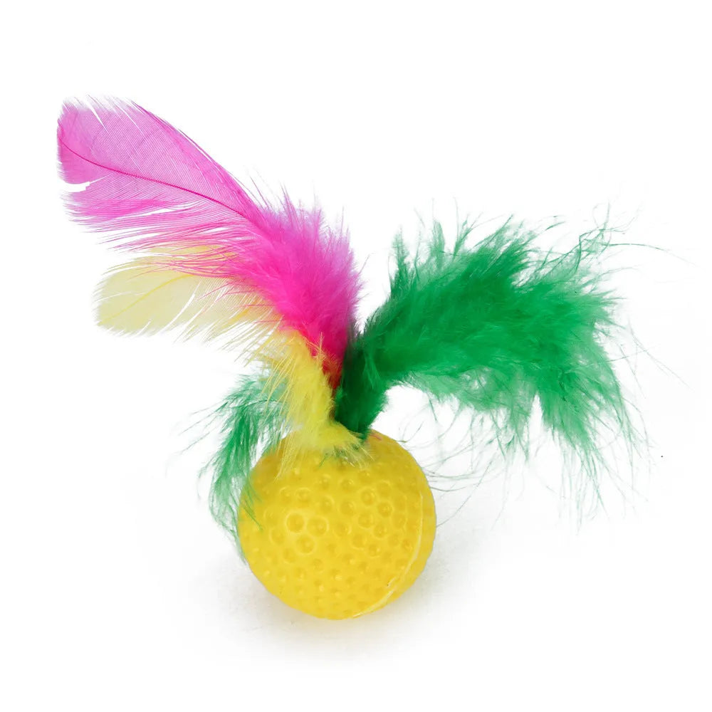 Cat stick toy set with PP metal plush and feather attachments in 21 24 or 26 piece options