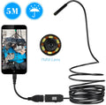 OWSOO USB endoscope camera with 7mm lens, 5m waterproof cable, and retrieval attachments for phone and computer inspection