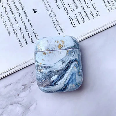 White marble hard PC protective case for Apple AirPods 1 and 2 charging case
