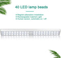 Slim rechargeable motion sensor LED strip light in three length options on a dark background.