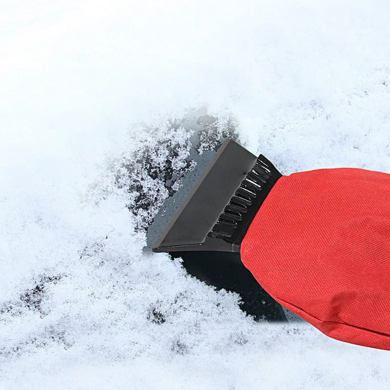 Car multifunction ice sweeping snow plough shovel in red and blue on white background