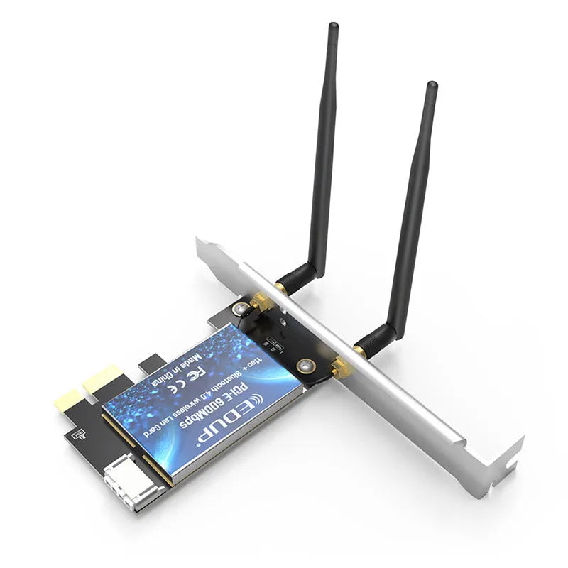 Dual-band PCI-E wireless network card with two 5DBi external antennas for desktop Wi-Fi and Bluetooth 4.0