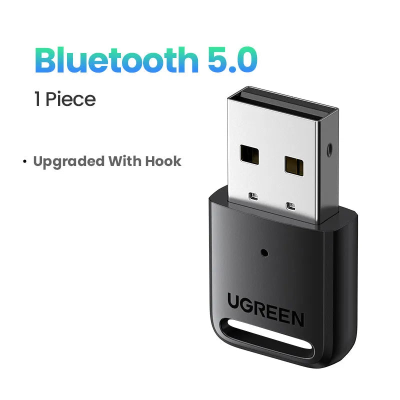 Compact USB Bluetooth 5.0 adapter CM390 in plastic casing with dimensions 114mm x 102mm x 8mm