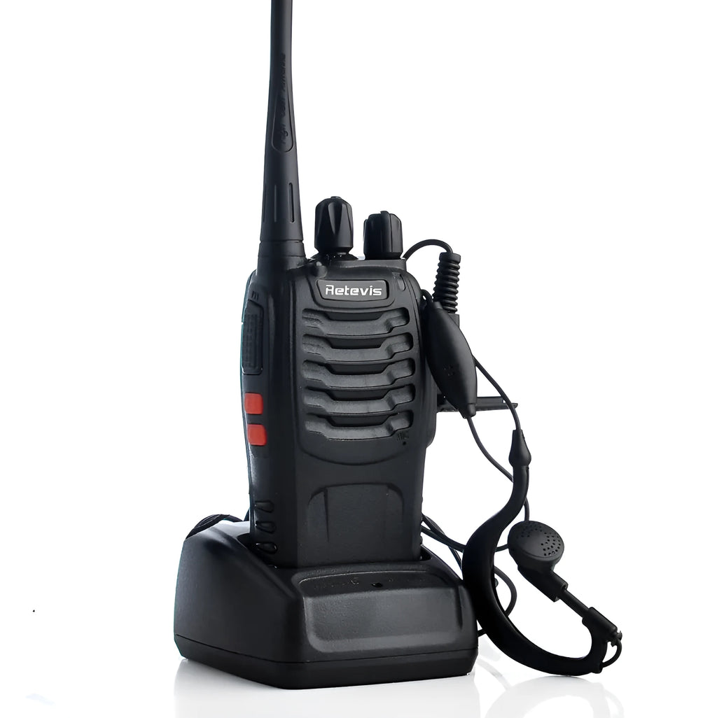 Black H777 single band UHF civil walkie talkie with antenna, 60x33x115mm size