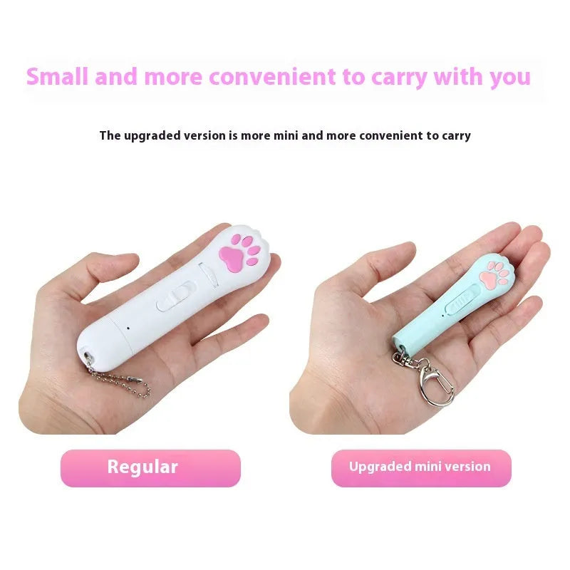 Rechargeable cat teasing stick with multiple light patterns in pink colour option