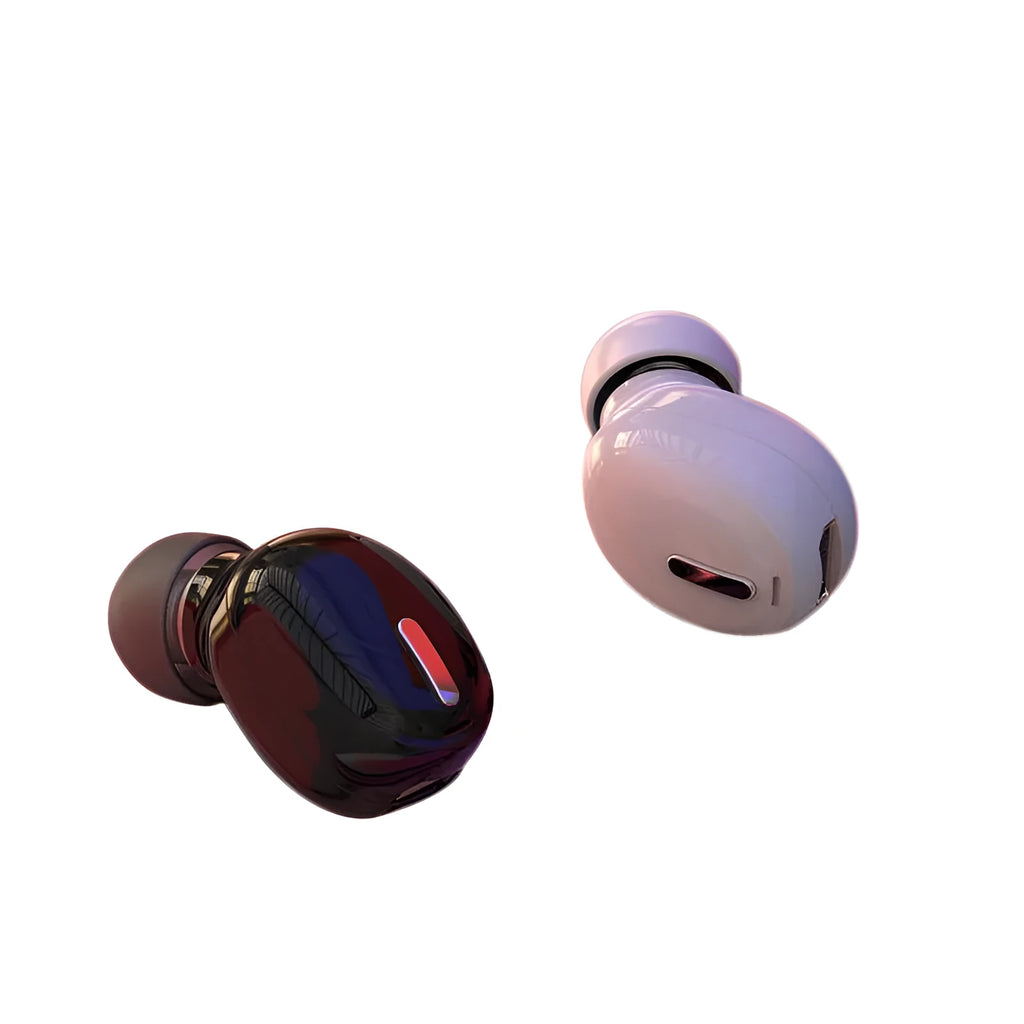 X9 mini single ear Bluetooth headset in black and white colour options showing compact earpiece design