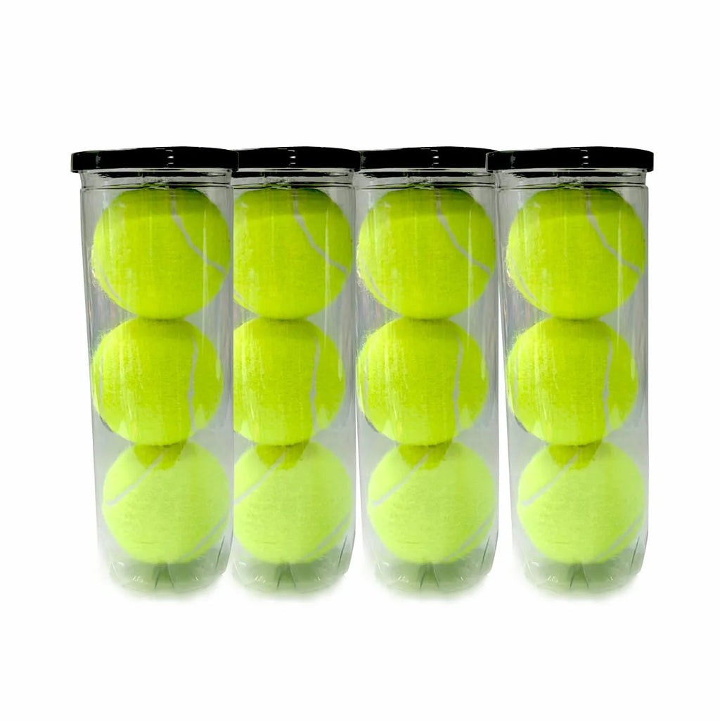 Six high elasticity rubber training tennis balls in a barrel pack showing rose red, orange, pink, green, and two-colour random options