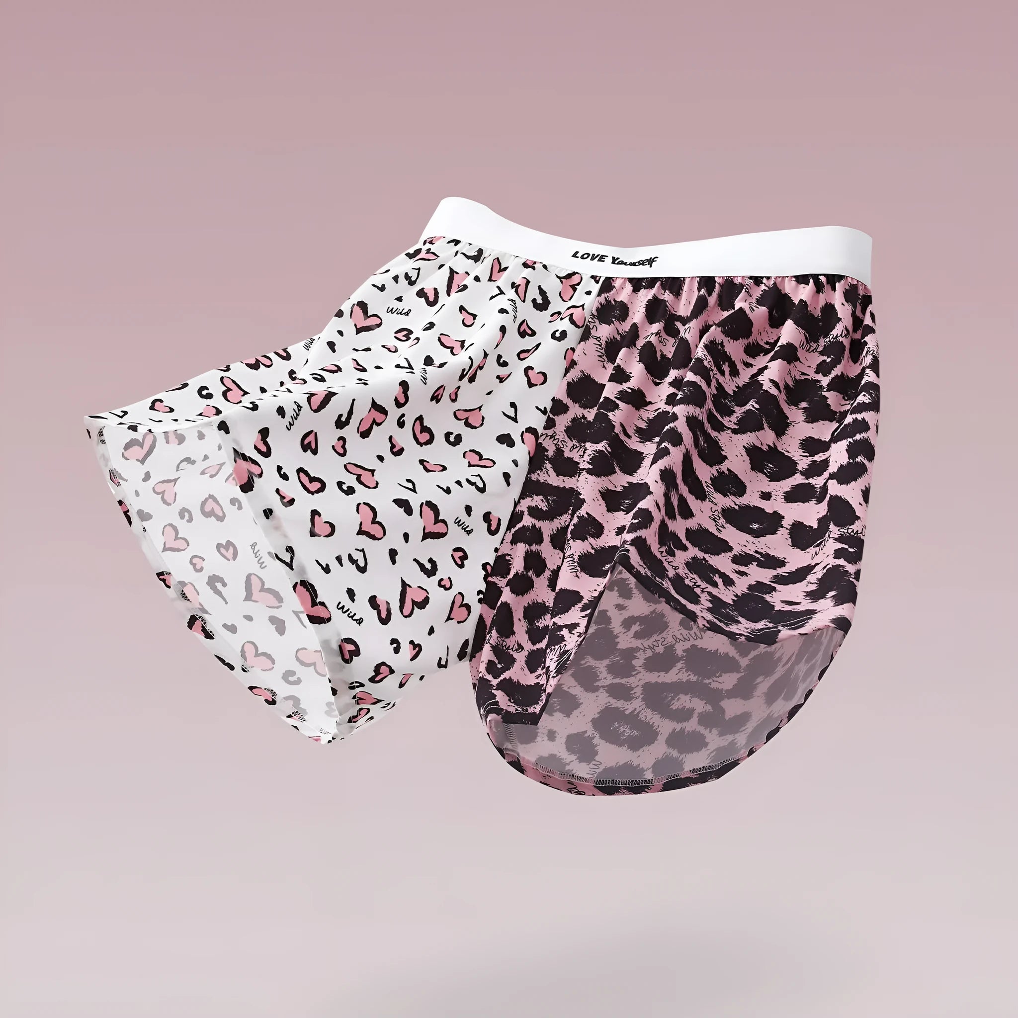 Men's leopard print boxer briefs in ice silk quick-dry fabric