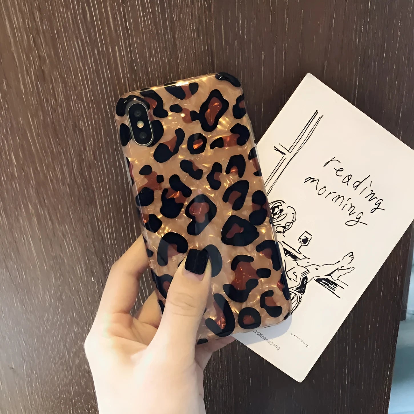 Colourful leopard print silicone and TPU phone case for iPhone models XR, XS Max, 6, 7, 8 Plus.