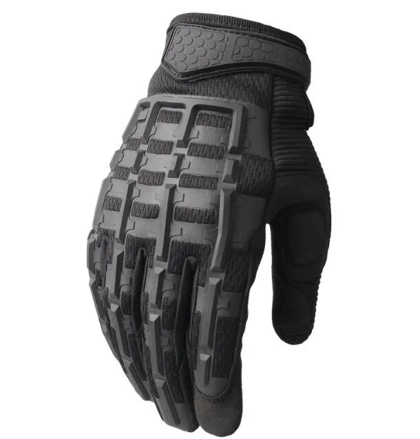 Tactical gloves in army green colour constructed from microfiber and nylon for outdoor combat and shooting use