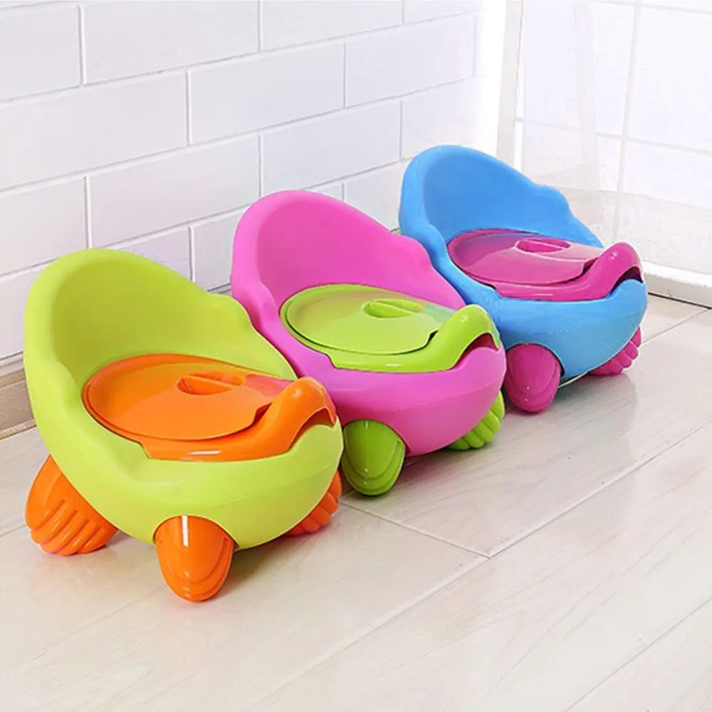 Dandan children's cartoon baby potty training toilet with splash guard in a choice of six colours.