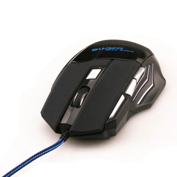 Black wired USB gaming mouse X3-6 key with colourful LED lights and Tyrannosaurus Rex style pattern